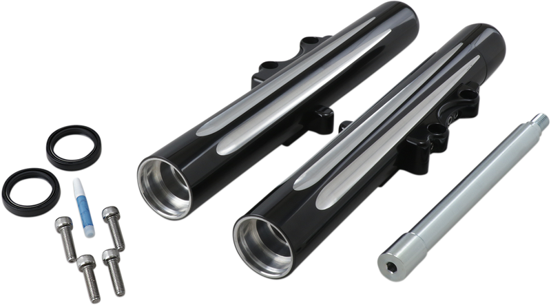 ARLEN NESS Dual-Disc Hot Legs Fork Legs - Deep Cut - '08-'13 FLT - Black Anodized
