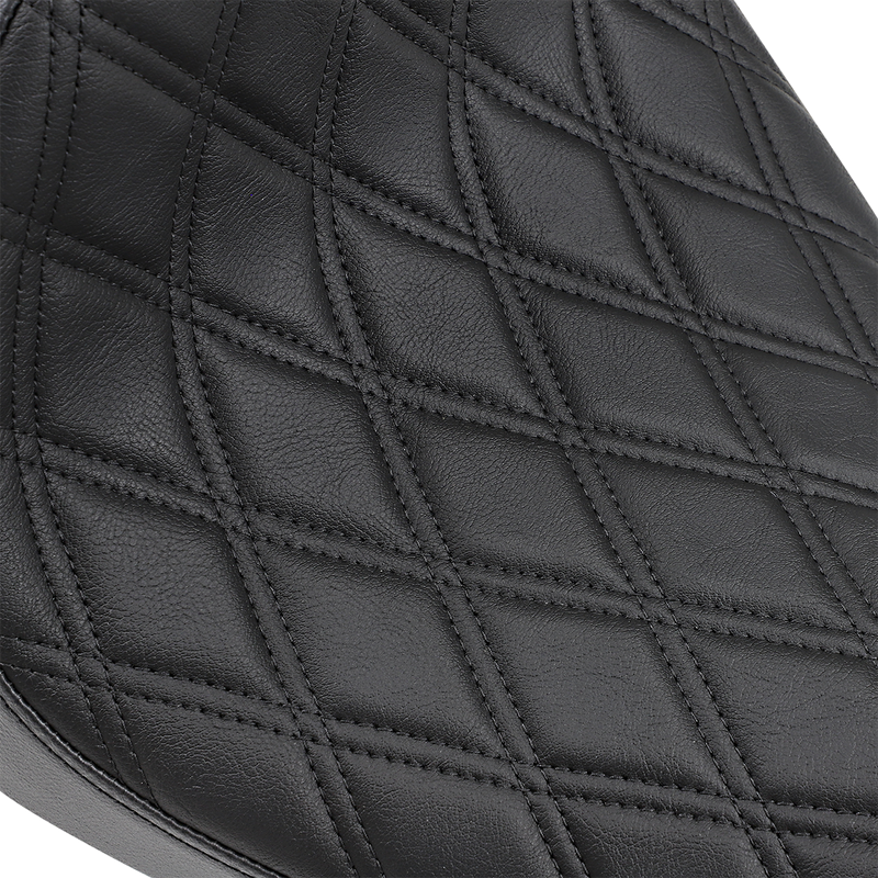 DRAG SPECIALTIES Cafe Style Double Diamond Black Stitch Solo Vinyl Seat - Black - Sportster '10-'22