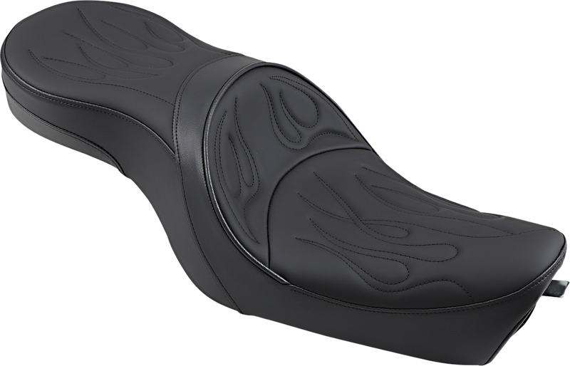 DRAG SPECIALTIES Low-Profile Flame Stitched Solar-reflective Leather Seat - Black - Sportster '04-'22