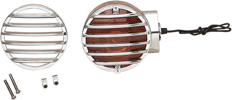 DRAG SPECIALTIES Flat-Style Front / Rear Turn Signal Lens Grille Set - Chrome