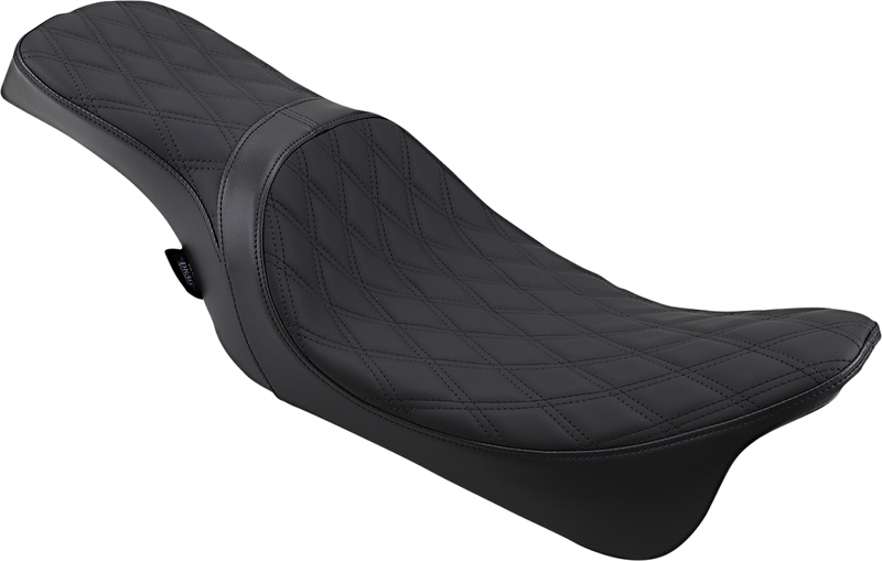 DRAG SPECIALTIES Predator 2-Up Double Diamond Black Stitch Solar-reflective Leather Seat - Black - Touring '08-'23