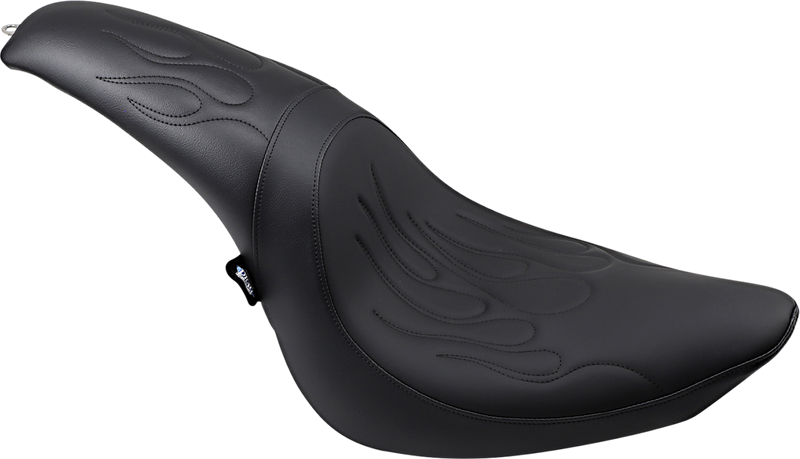 DRAG SPECIALTIES Predator Black Flame Stitched Seat - Black - Softail '06-'17