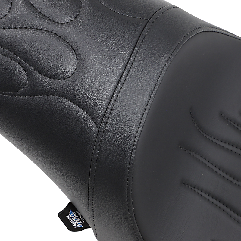 DRAG SPECIALTIES Predator Black Flame Stitched Seat - Black - Softail '00-'17