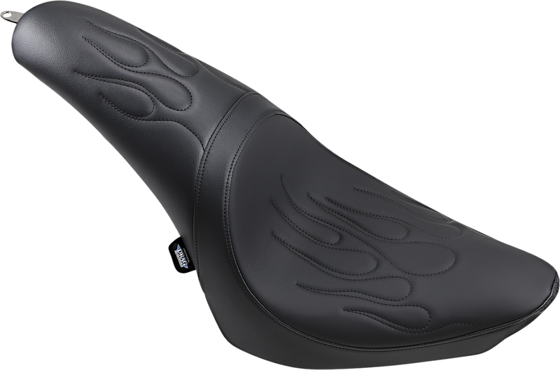 DRAG SPECIALTIES Predator Black Flame Stitched Seat - Black - Softail '00-'17
