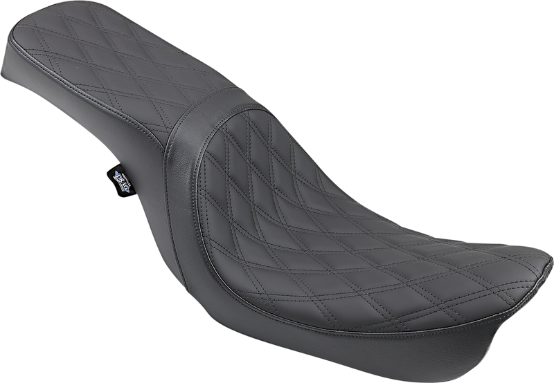 DRAG SPECIALTIES Predator 2-Up Double Diamond Black Stitch Solar-Reflective Leather Seat - Black - Black - Dyna '06-'17