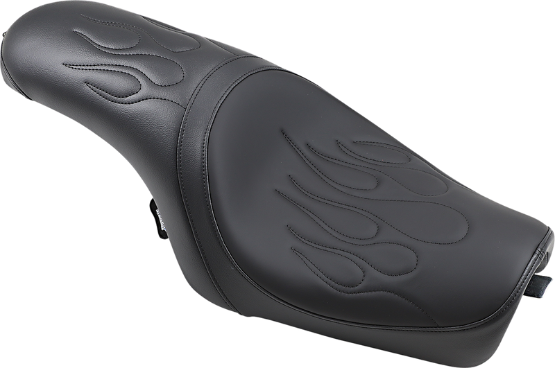 DRAG SPECIALTIES Predator Flame Stitch Solar-Reflective Leather Seat - Black - Sportster '04-'22