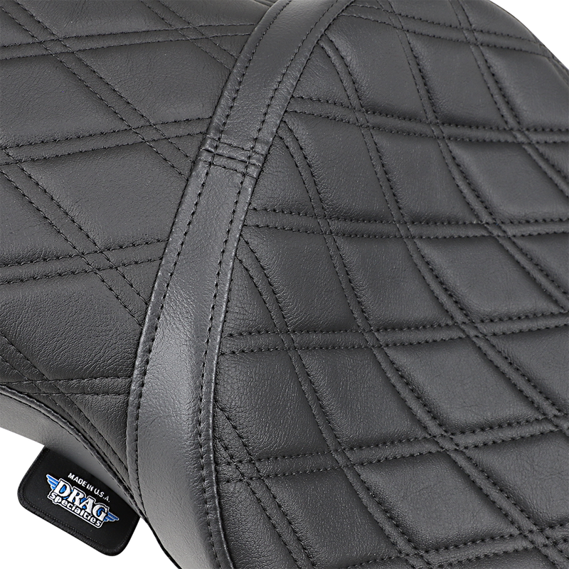 DRAG SPECIALTIES Double Bucket Double Diamond Black Stitch Vinyl Seat - Black - Sportster '10-'22