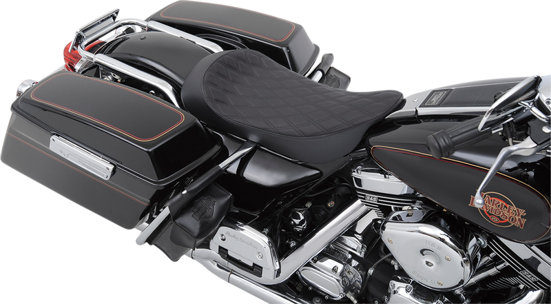 DRAG SPECIALTIES EZ-ON Mount Low-Profile Solo Seat - Double Diamond - Black Stitching - Touring '99-'07