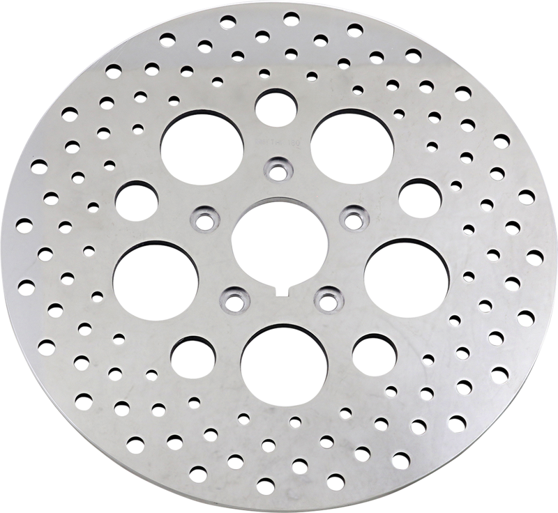 DRAG SPECIALTIES Polished Stainless Steel Drilled Brake Rotor - Front - 11.5"