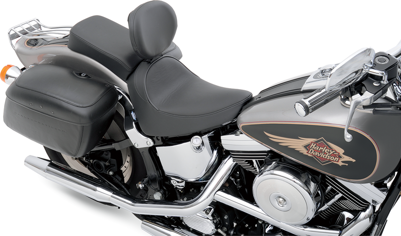 DRAG SPECIALTIES Smooth Solo Solar-Reflective Leather Backrest Compatible Seat - Black - Softail '84-'99