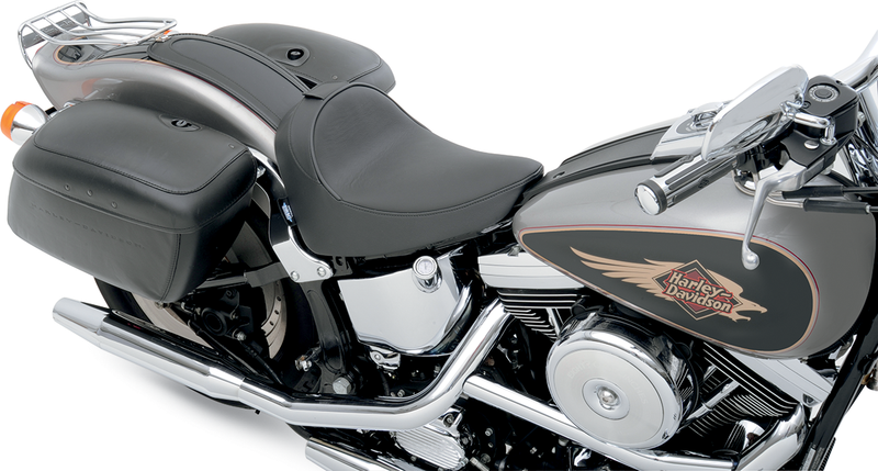DRAG SPECIALTIES Smooth Solo Solar-Reflective Leather Backrest Compatible Seat - Black - Softail '84-'99