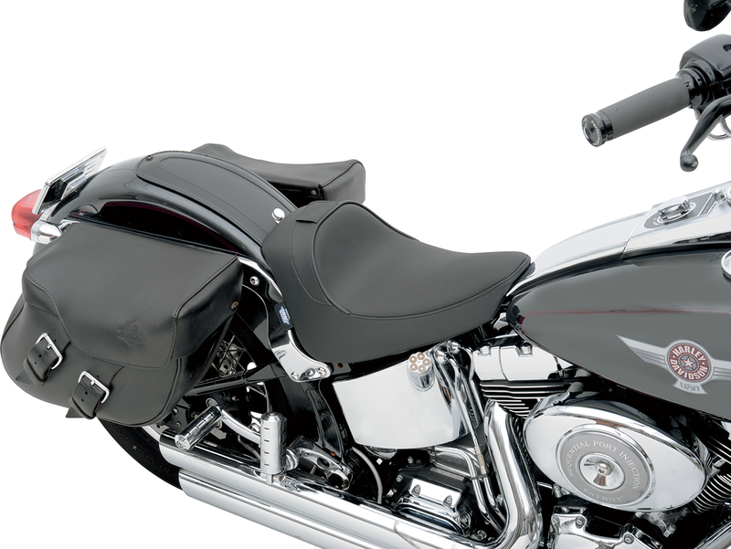 DRAG SPECIALTIES Smooth Solo Solar-Reflective Leather Backrest Compatible Seat - Black - Softail '00-'06