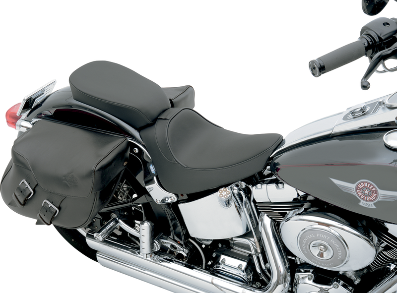 DRAG SPECIALTIES Smooth Solo Solar-Reflective Leather Backrest Compatible Seat - Black - Softail '00-'06