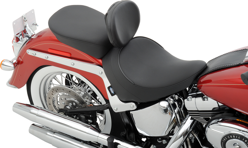 DRAG SPECIALTIES Smooth Solo Solar-Reflective Leather Backrest Compatible Seat - Black - Softail '00-'17