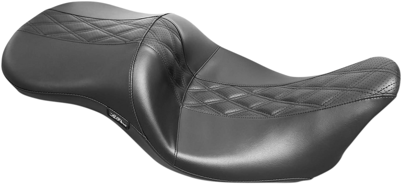 LE PERA Maverick Seat - without Backrest - HR Black Inlay Double Diamond - Black - Touring '08-'23