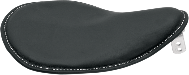 DRAG SPECIALTIES Seat - Spring Solo - Low-Profile - Small - Black Leather / White Stitching