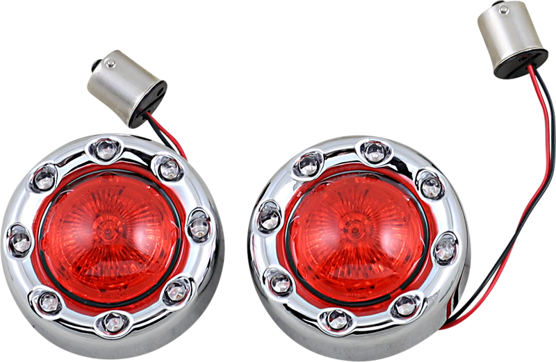 CUSTOM DYNAMICS ProBEAM® Bullet Ringz™ 1156 Rear Turn Signals - Chrome - Red Lens