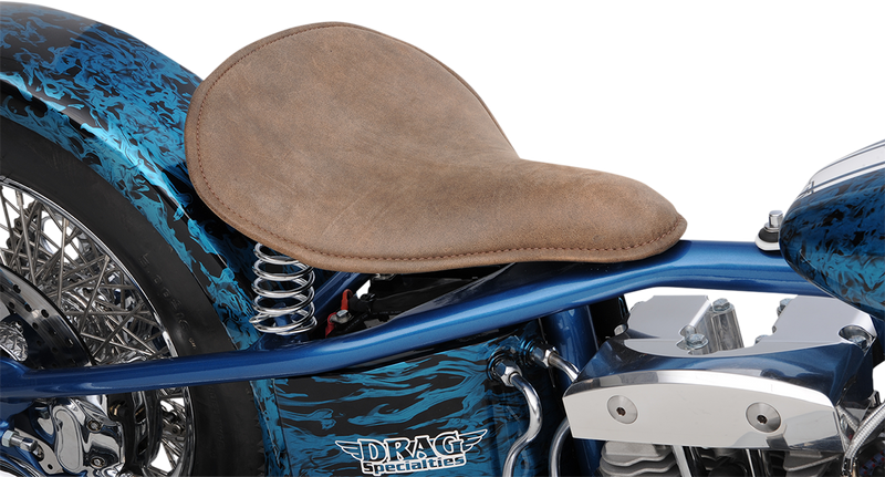 DRAG SPECIALTIES Spring Solo Seat - Large - Low-Profile - Brown w/ Perimeter Stitch