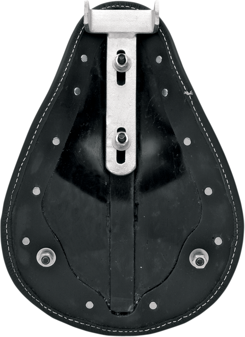 DRAG SPECIALTIES Small Low-Profile Spring Solo Seat - Black Vinyl - White Stitching