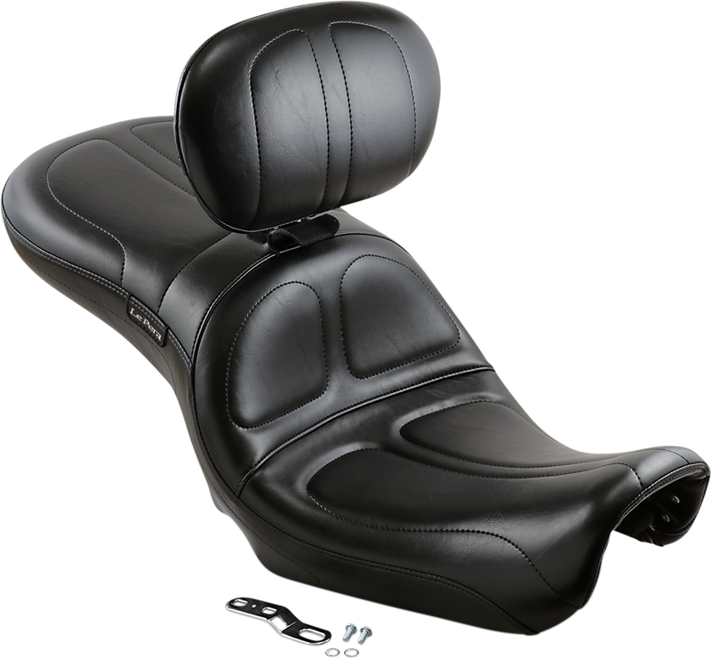 LE PERA Maverick Seat - with Backrest - Stitched - Black - Dyna '06-'17