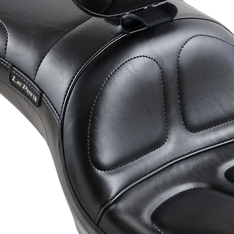 LE PERA Maverick Seat - with Backrest - Stitched - Black - Dyna '06-'17