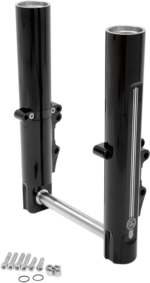 PERFORMANCE MACHINE (PM) Fork Leg Kit - Black - Lower - Dual Disc - Contrast Cut - '14-'20 TOURING