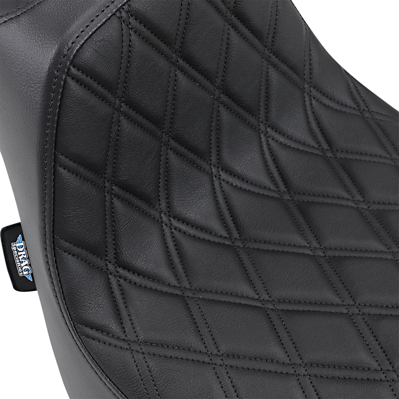 DRAG SPECIALTIES Predator III Double Diamond Black Stitch Vinyl Seat - Black - Softail '18-'23