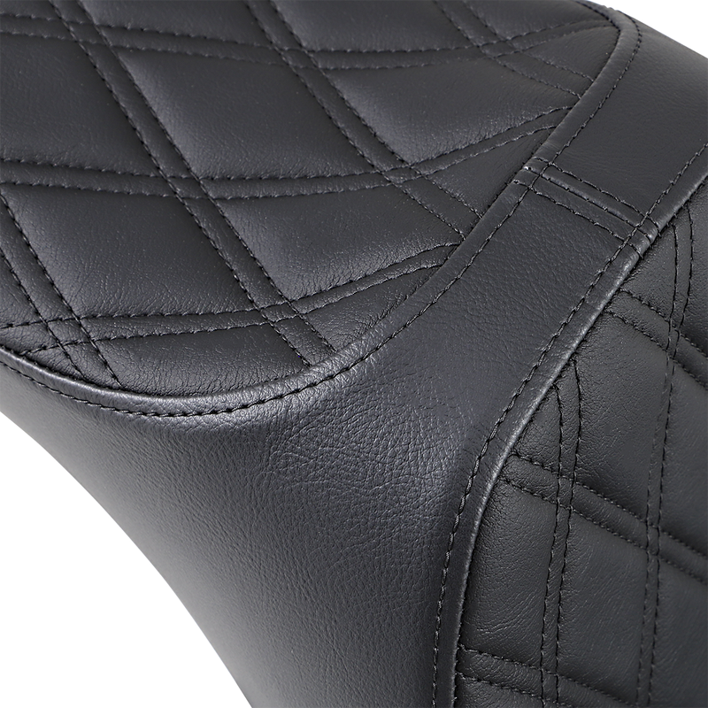 DRAG SPECIALTIES Predator III Double Diamond Black Stitch Vinyl Seat - Black - Softail '18-'23