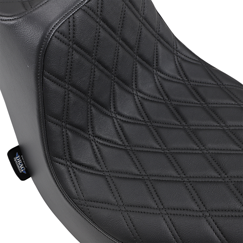 DRAG SPECIALTIES Predator III Double Diamond Black Stitch Vinyl Seat - Black - Softail '18-'25