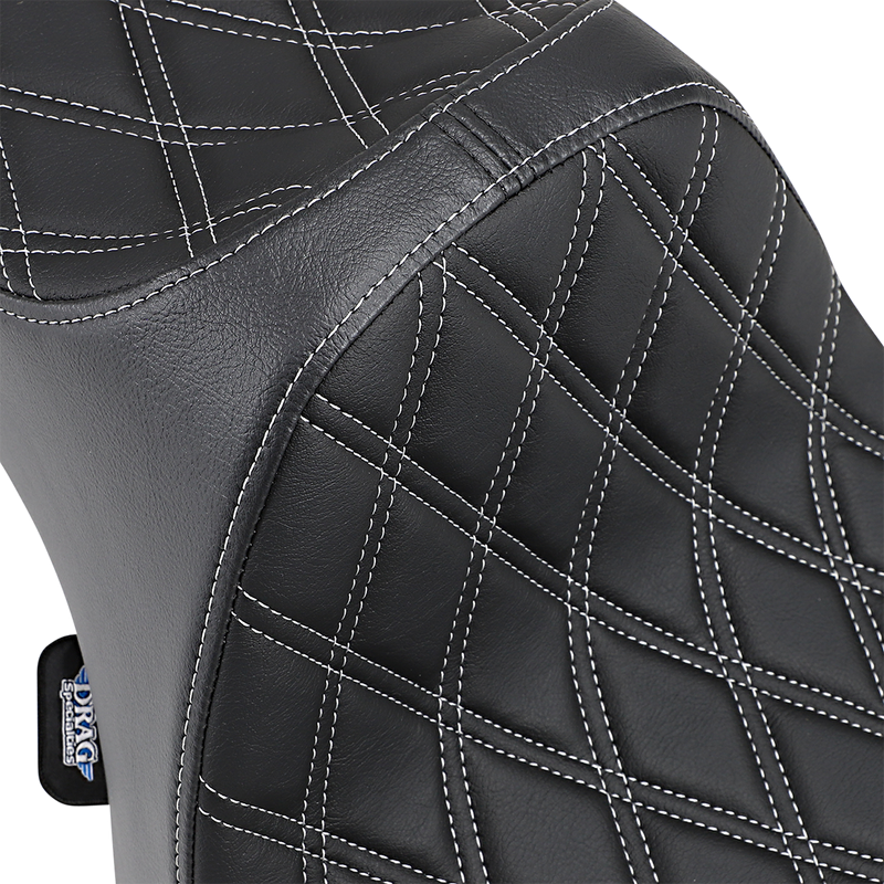 DRAG SPECIALTIES Predator III Double Diamond Silver Stitch Vinyl Seat - Black - Sportster '04-'22