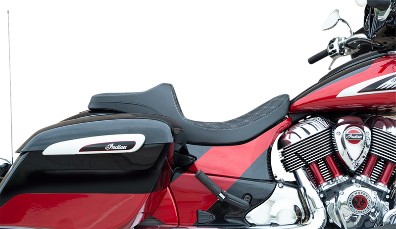 DRAG SPECIALTIES Predator III Seat - Double Diamond with Silver Stitching for Indian '14-'22