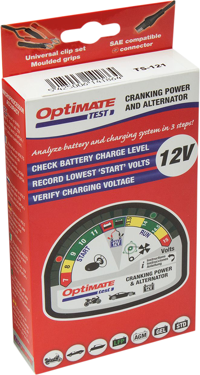 TECMATE Battery Charging System/Alternator Tester - Pocket - Battery Clip/12V TS-121