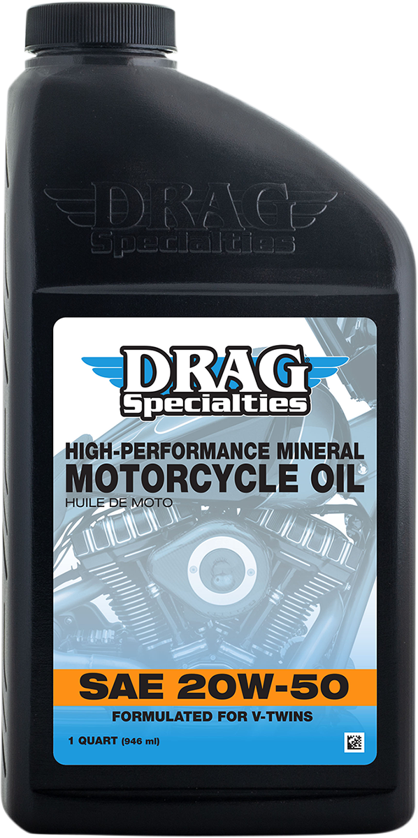 DRAG SPECIALTIES V-Twin High-Performance Mineral Engine Oil - 20W-50 - 1 Quart