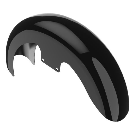 ADVANBLACK 19" Reveal Wrapper Hugger Front Fender w/ Chrome Spacers - Vivid Black - Touring '09-'13