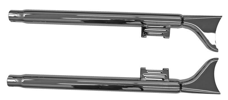 BASSANI XHAUST Fishtail Slip-On Mufflers - Chrome - w/ Baffle - 36" - '95-'16 TOURING