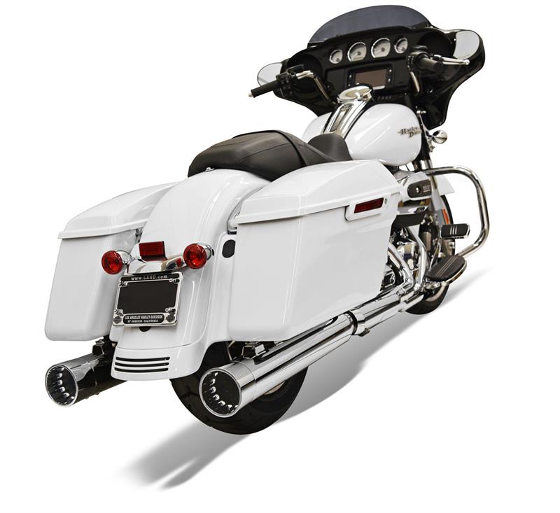 BASSANI XHAUST 4" DNT Straight Can Slip-On Mufflers - Chrome with Chrome End Caps - '17-'24 Touring