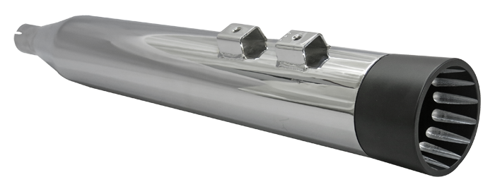 BASSANI XHAUST 4" DNT Straight Can Slip-On Mufflers - Chrome with Black End Caps - '95-'16 Touring