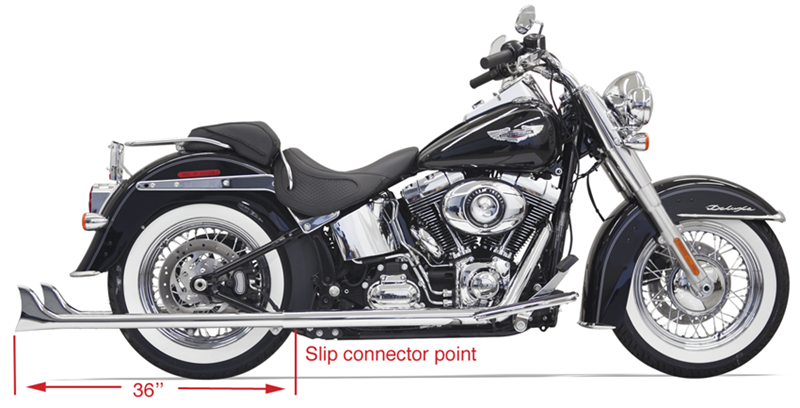 BASSANI XHAUST True Duals Exhaust System with 1-7/8" Fishtail Mufflers - without Baffles - 36" - '89-'17 SOFTAIL