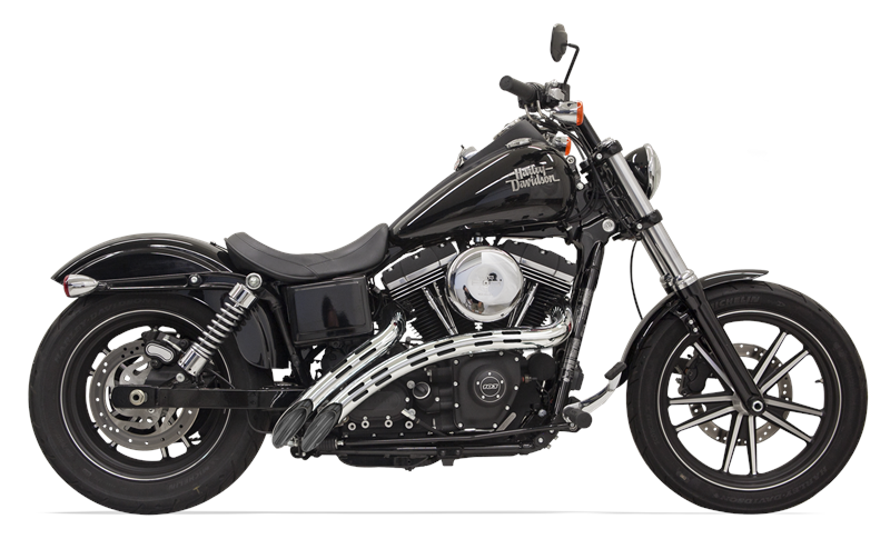 BASSANI XHAUST Radial Sweeper Exhaust - Black/Chrome - '86-'17 SOFTAIL / DYNA