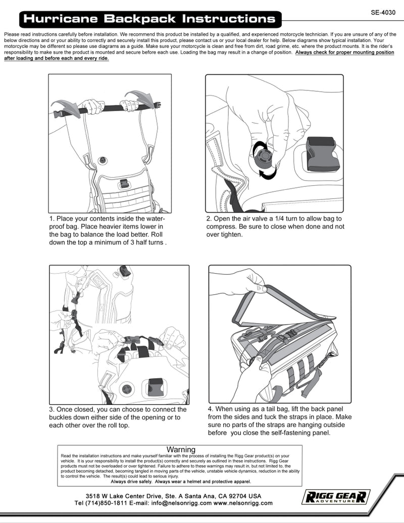 NELSON RIGG Hurricane 30L Backpack/Tail Pack