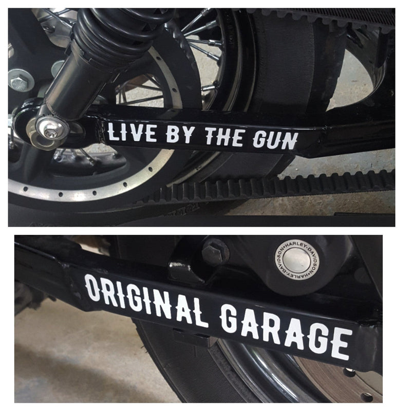 Original Garage Moto - OG Moto - Live By The Gun FXR & Sportster Swingarm Stickers