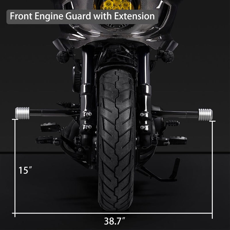 Advanblack ProTek Front Performance Crash Bar for  '18- '26 Harley Low Rider/ S/ ST, Street Bob, Fatbob, Sport Glide, Softail Standard