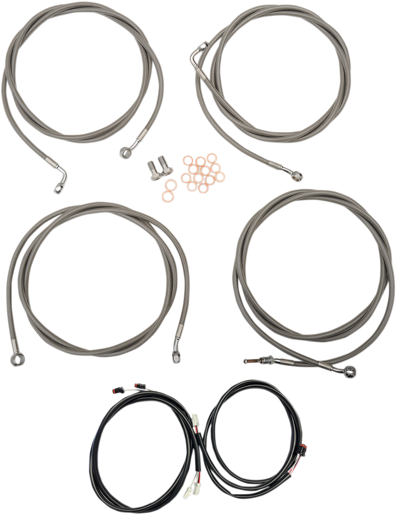 LA CHOPPERS Complete Stainless Braided Plug-and-Play Cable Kit - 12" - 14" Handlebars