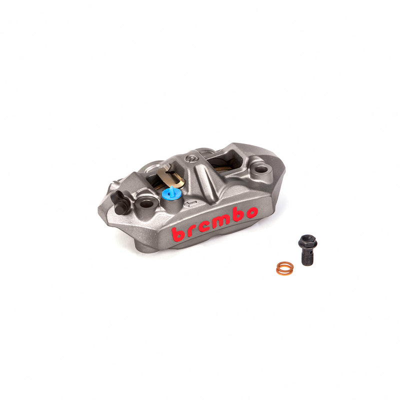 Caliper, Left, P4 34mm, M4, Cast Monobloc, 108mm Radial, Front, Titanium Gray w/ Red Lettering