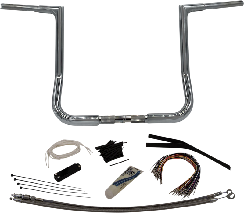 FAT BAGGERS INC. 1-1/4" EZ Install Flat Top Handlebar Kit - 14" - Chrome 709114