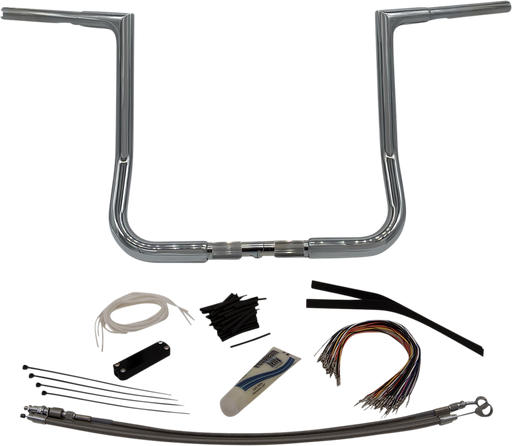FAT BAGGERS INC. 1-1/4" EZ Install Flat Top Handlebar Kit - 14" - Chrome 709114