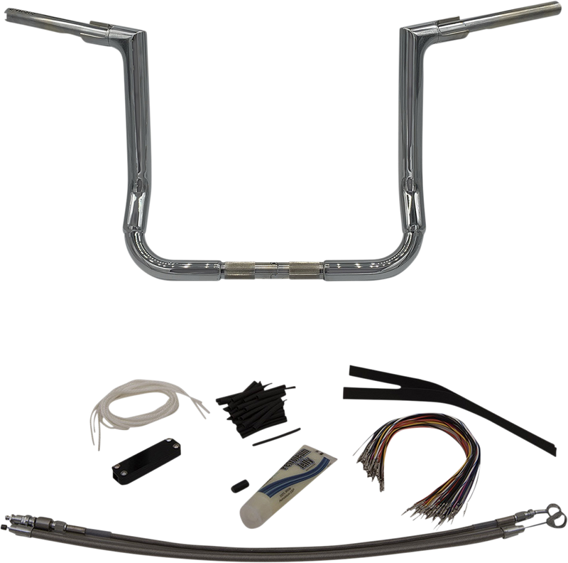 FAT BAGGERS INC. 1-1/2" EZ Install Flat Top Handlebar Kit - 14" - Chrome 609114