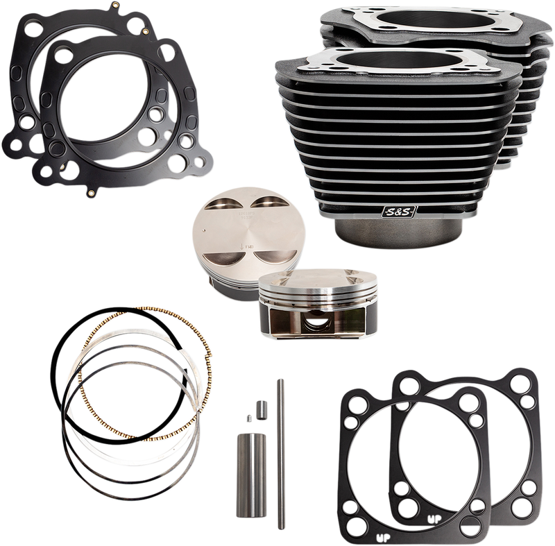 S&S CYCLE 128" Big Bore Cylinder Kit - M8 - Black Granite
