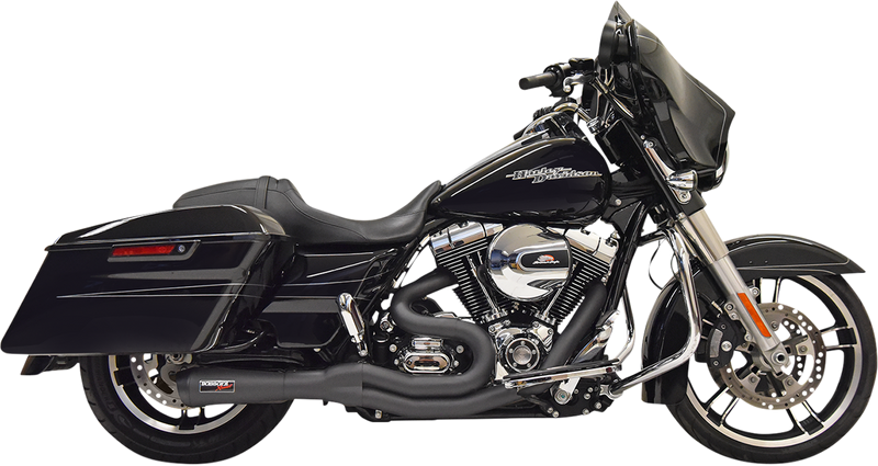 BASSANI XHAUST Road Rage II 2-Into-1 Mid-Length Exhaust System - Black - 2007-2016 TOURING MODELS
