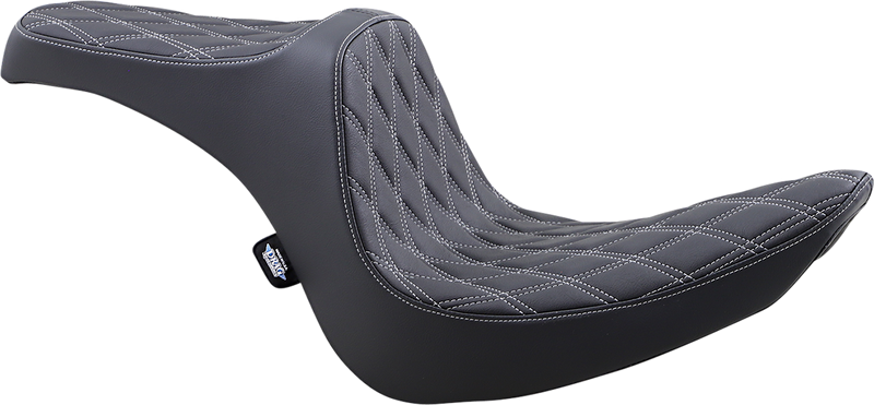 DRAG SPECIALTIES Predator III Double Diamond Silver Stitch Vinyl Seat - Black - Softail '06-'17